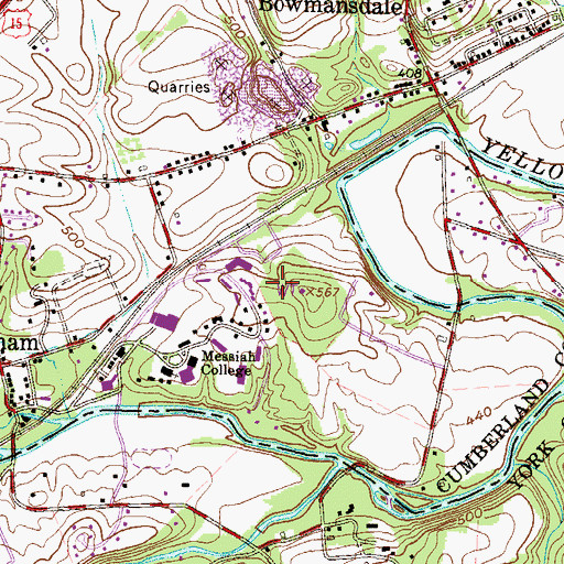 Topographic Map of Kelly Residence Hall, PA