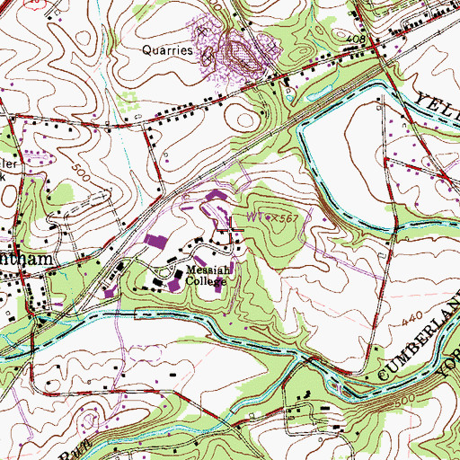 Topographic Map of Larsen Student Union, PA
