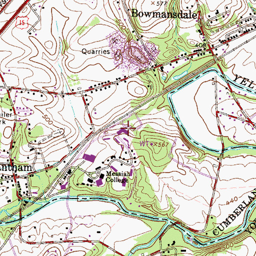 Topographic Map of Naugle Residence Hall, PA