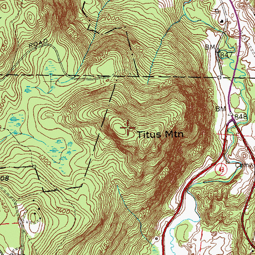 Topographic Map of Titus Mountain, CT