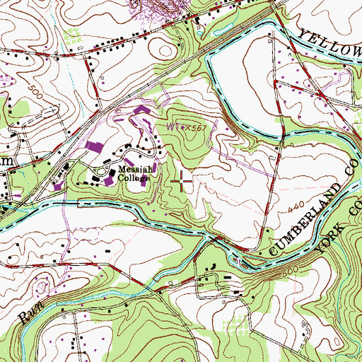 Topographic Map of Witmer Residence Hall, PA