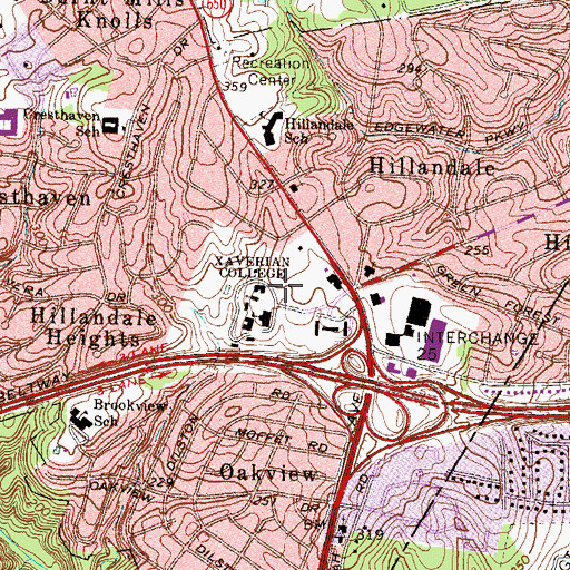 Topographic Map of Kirkland Center, MD