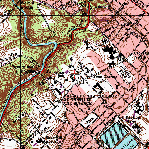 Topographic Map of Archer Hall, PA