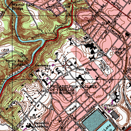 Topographic Map of Art Center 2, PA