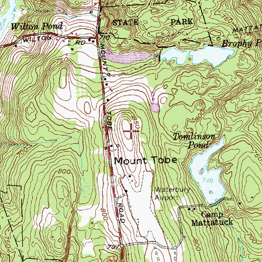 Topographic Map of Mount Tobe, CT