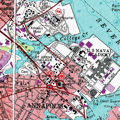 Topographic Map of Charles Carroll Barrister House, MD