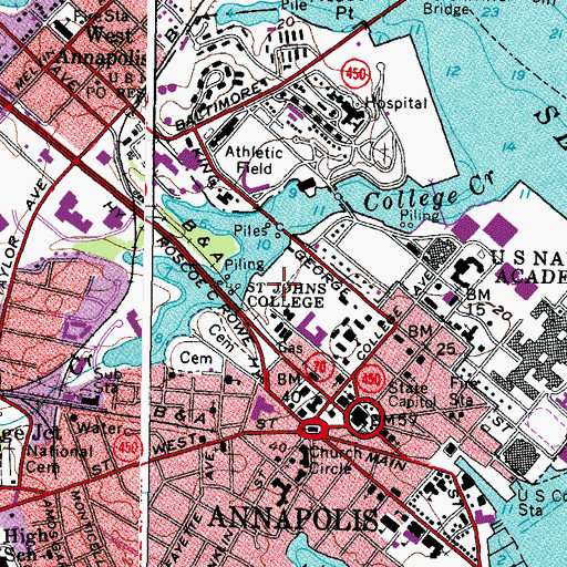 Topographic Map of James Gilliam Junior Hall, MD