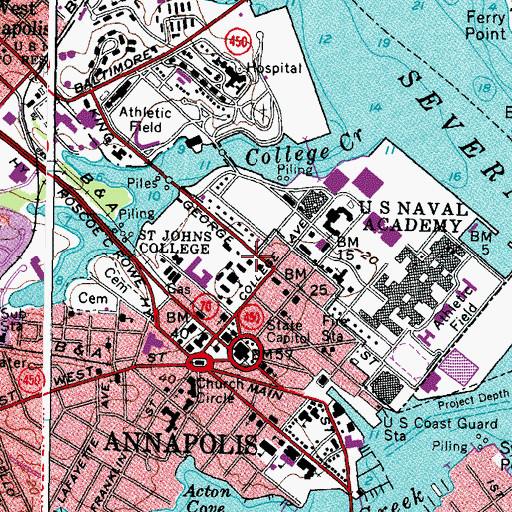 Topographic Map of The Samuel Chase and Thomas Stone House, MD