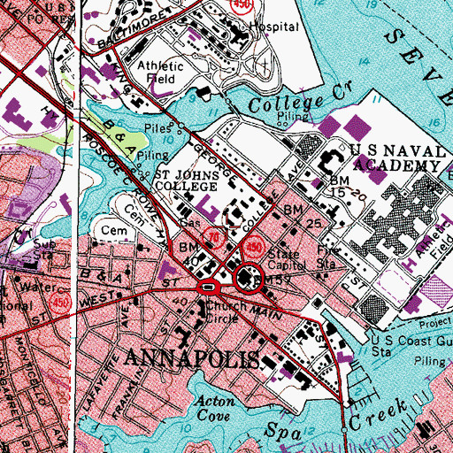 Topographic Map of William Paca and Charles Carroll House, MD