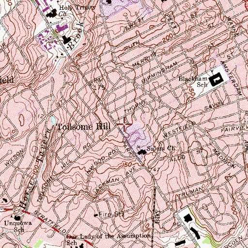 Topographic Map of Toilsome Hill, CT