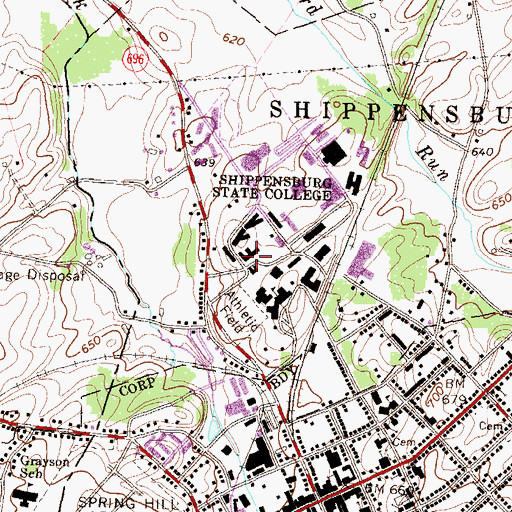 Topographic Map of Harley Hall, PA