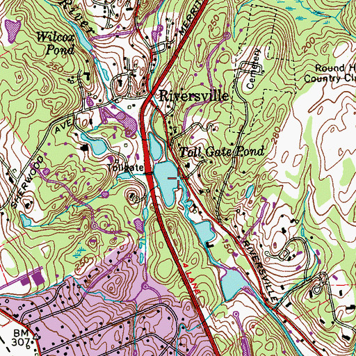 Topographic Map of Toll Gate Pond, CT