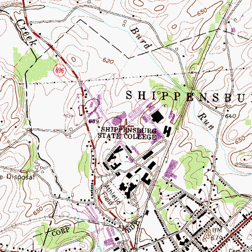 Topographic Map of John L Grove Hall, PA