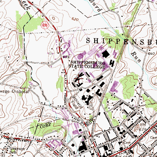 Topographic Map of Kieffer Hall, PA