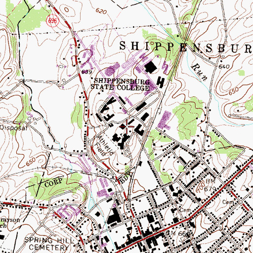 Topographic Map of Kriner Dining Hall, PA