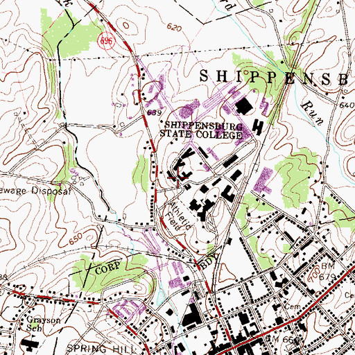 Topographic Map of McCune Hall, PA