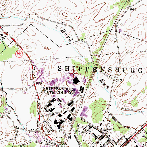 Topographic Map of Mowrey Hall, PA