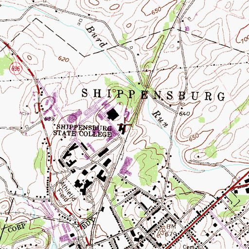 Topographic Map of Naugle Hall, PA