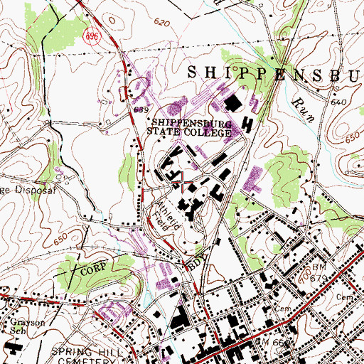Topographic Map of Reed Operations Center, PA
