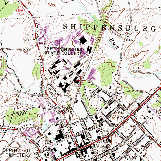 Topographic Map of Rowland Hall, PA