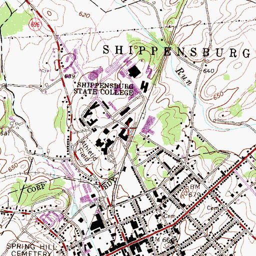 Topographic Map of Shearer Hall, PA