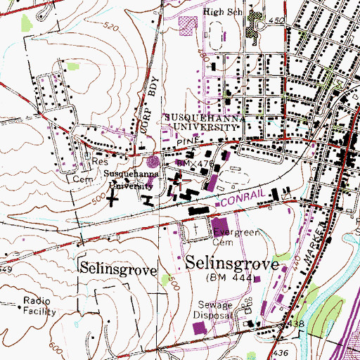 Topographic Map of Center for Music and Art, PA