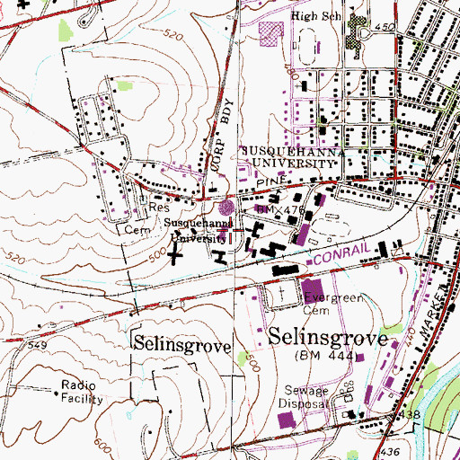 Topographic Map of Degenstein Campus Center, PA