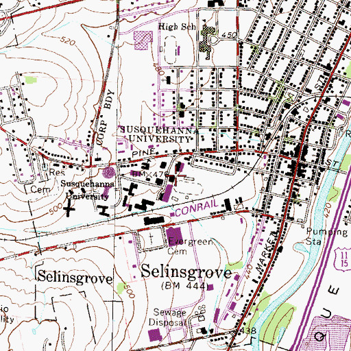 Topographic Map of Hassinger Hall, PA