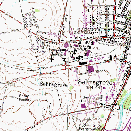 Topographic Map of Isaacs House, PA
