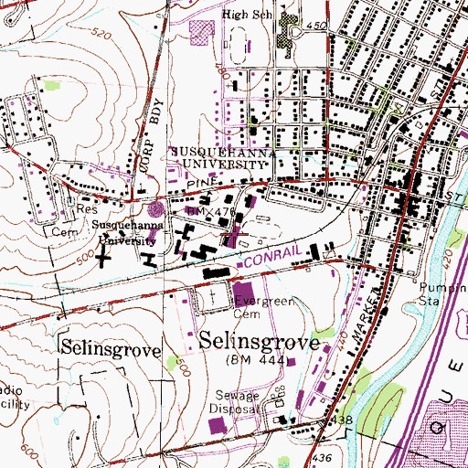 Topographic Map of Jacobs Fitness Center, PA