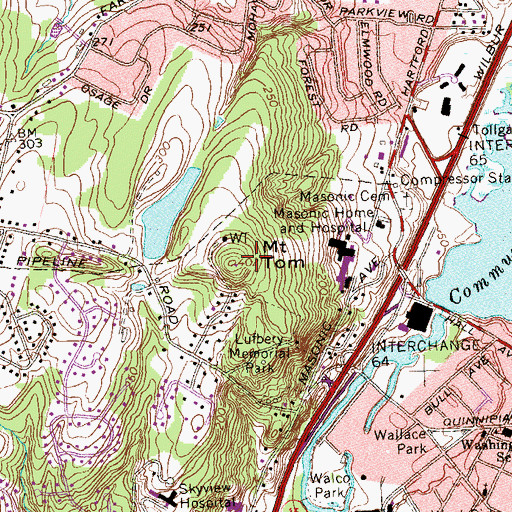 Topographic Map of Mount Tom, CT