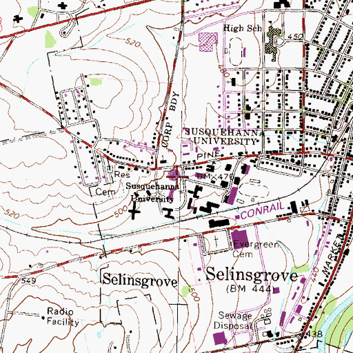 Topographic Map of Weber Chapel Auditorium, PA