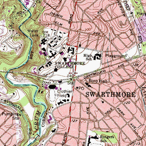 Topographic Map of Alice Paul Hall, PA
