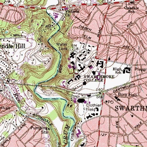 Topographic Map of Arthur Hoyt Scott Amphitheature, PA