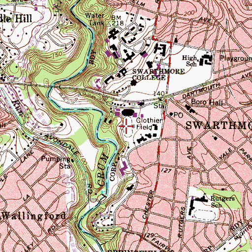 Topographic Map of Clothier Fields, PA