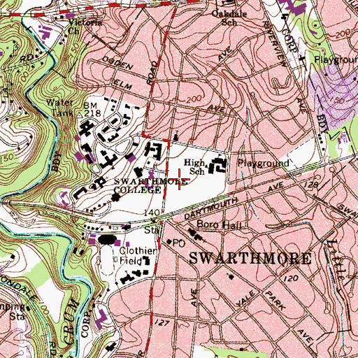 Topographic Map of Cunningham Fields, PA
