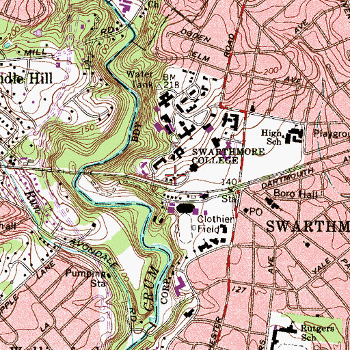 Topographic Map of Delta Upsilon House, PA