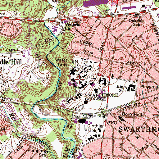 Topographic Map of Jerome Kohlberg Hall, PA
