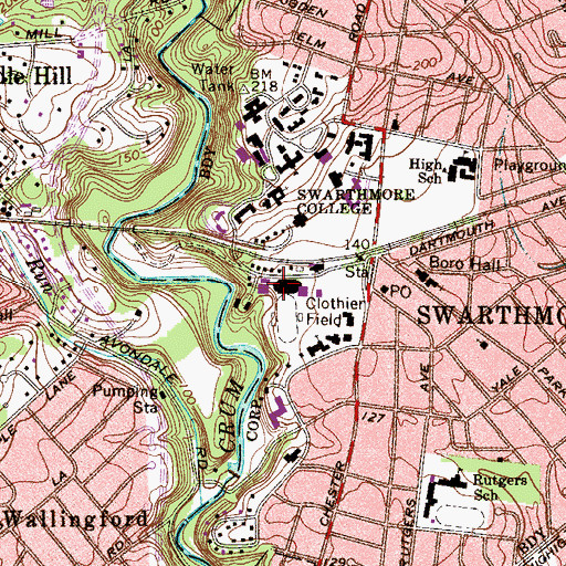 Topographic Map of Lamb/Miller Field House, PA