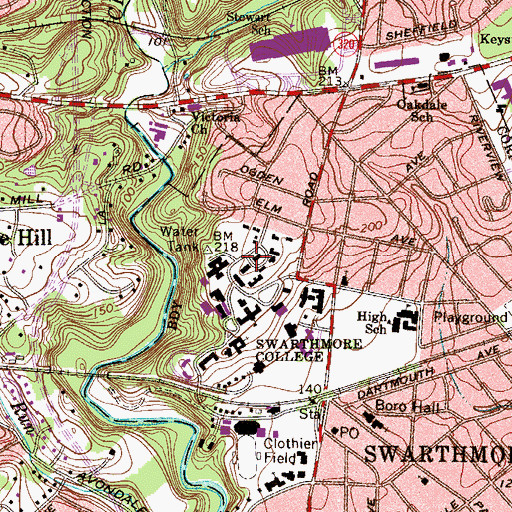 Topographic Map of Papazian Hall, PA