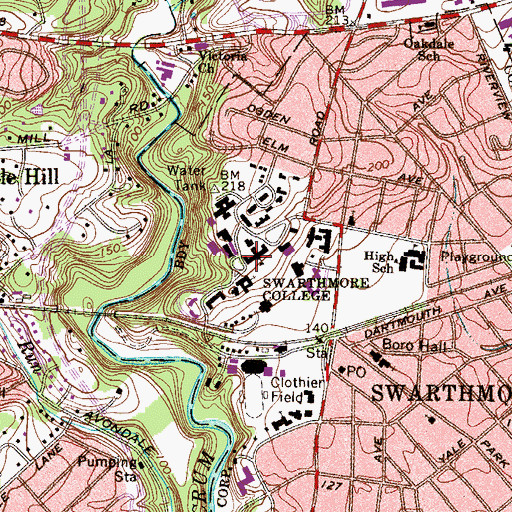 Topographic Map of Parrish Hall, PA