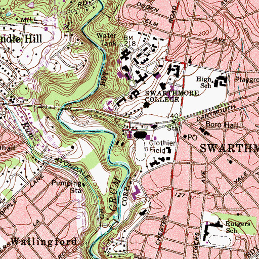 Topographic Map of Squash Courts, PA