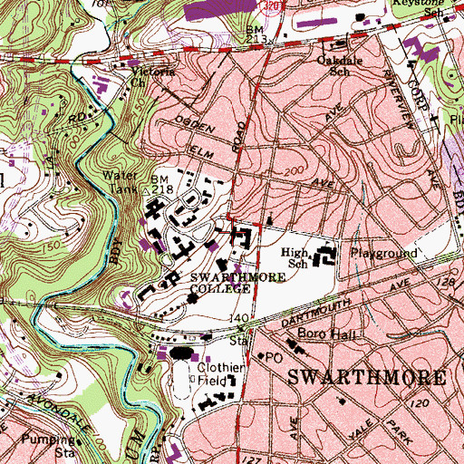 Topographic Map of Willets Hall, PA