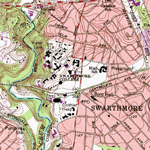 Topographic Map of Woolman House, PA