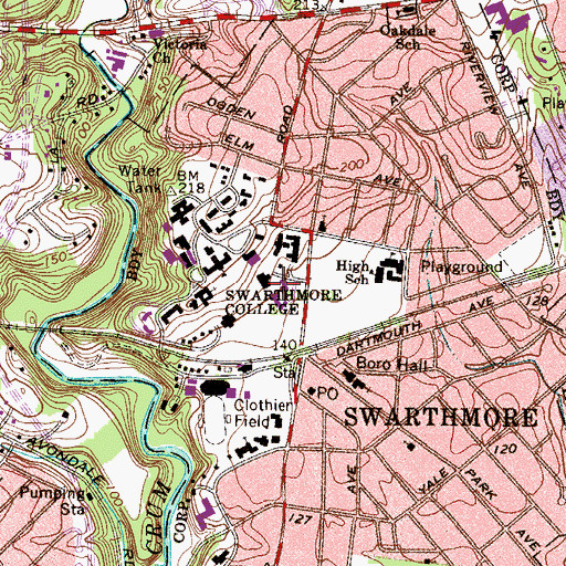 Topographic Map of Worth Health Center, PA