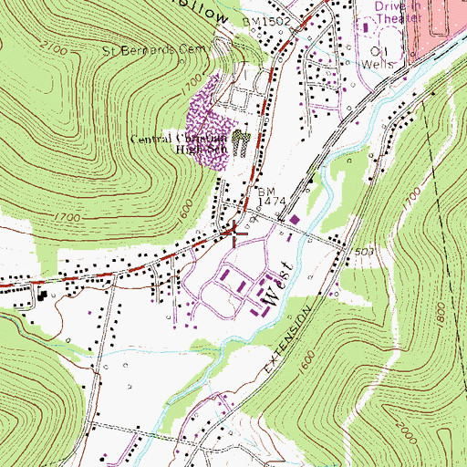 Topographic Map of Control Tower Building, PA