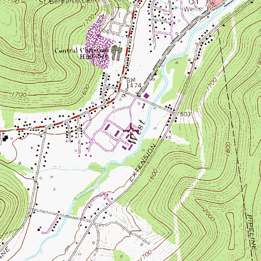 Topographic Map of Emily Dickinson House, PA
