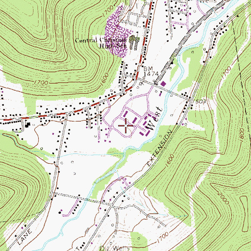 Topographic Map of Frame-Westerberg Commons, PA