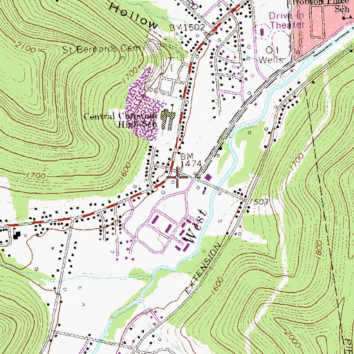 Topographic Map of Hangar Building, PA