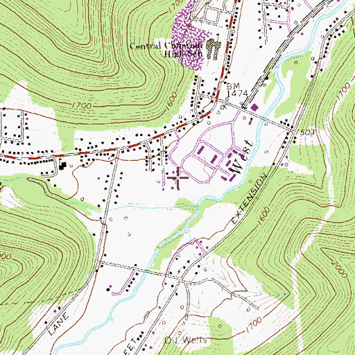Topographic Map of Kendall Residence Halls, PA
